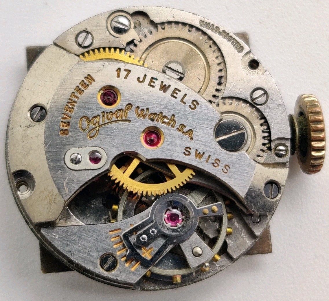 Vintage Ogival AS 1240 17 jewel Center Seconds watch movement For Repair