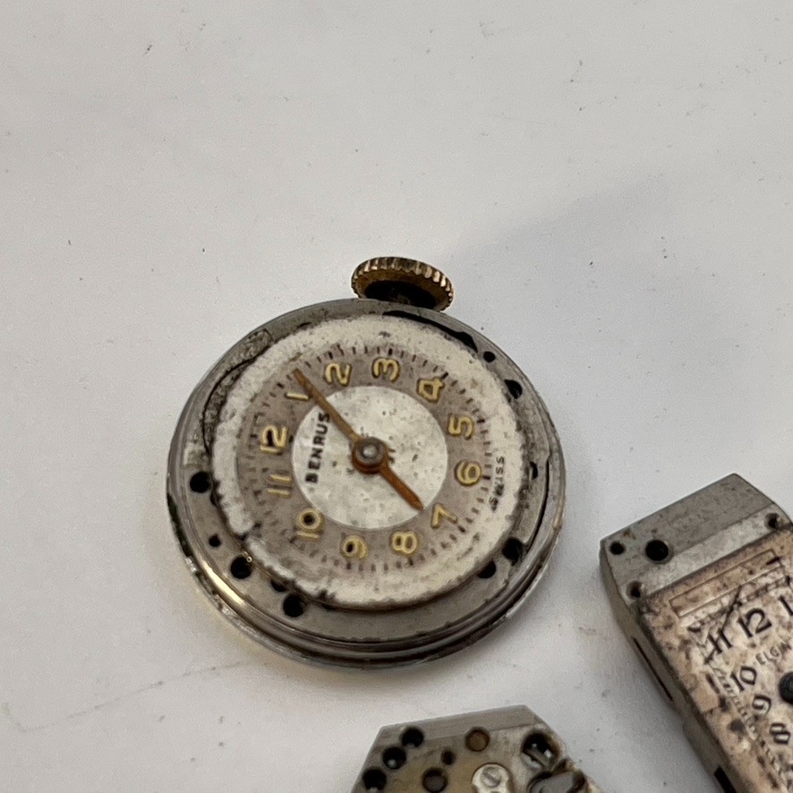 Vintage Lot Of 7 Mechanical Watch Movements For Repair Bulova Grant Steampunk
