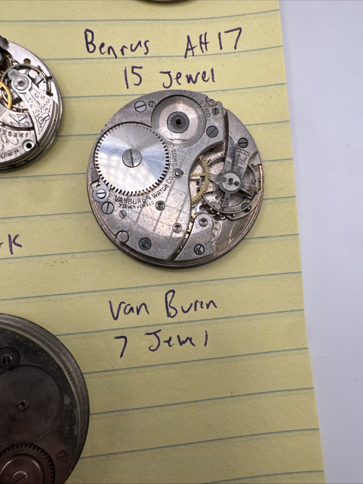 Vintage Pocket Watch Movement Parts lot New Era Benrus Roamer Admiral Van Buren