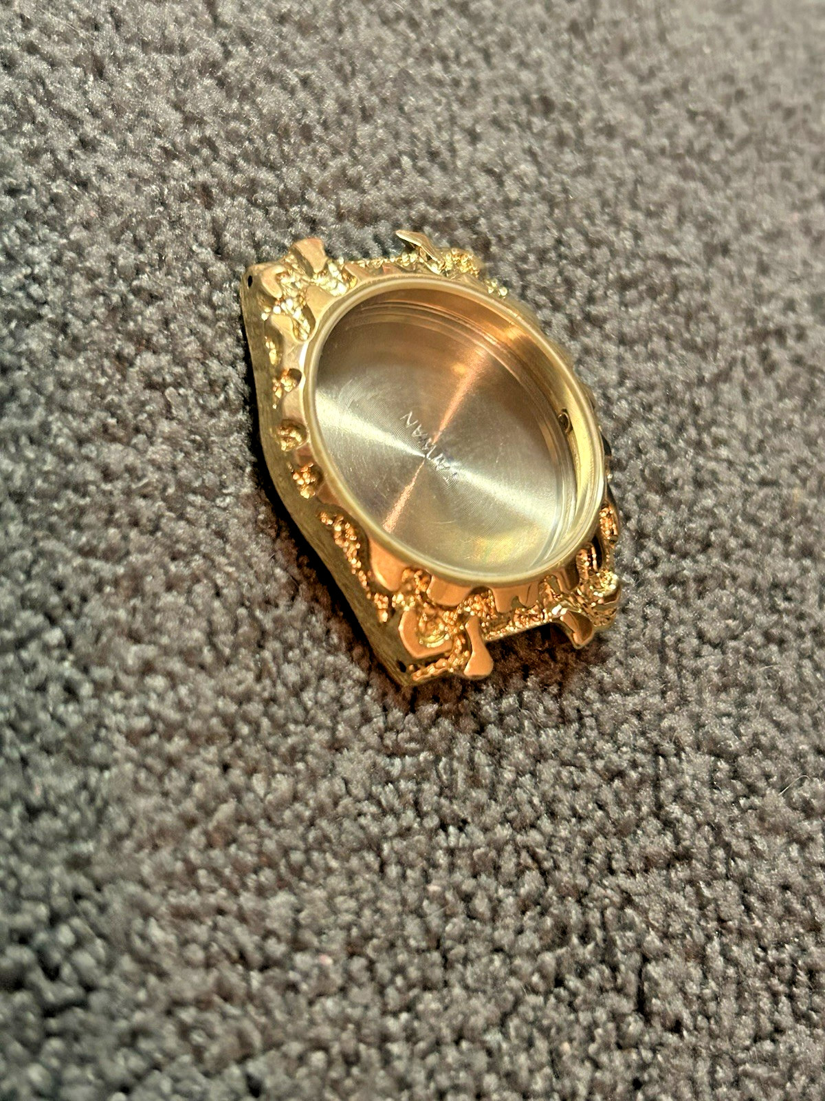 Vintage Elgin Gold Nugget 32mm Stainless Steel Back Empty Case For Parts – AS IS