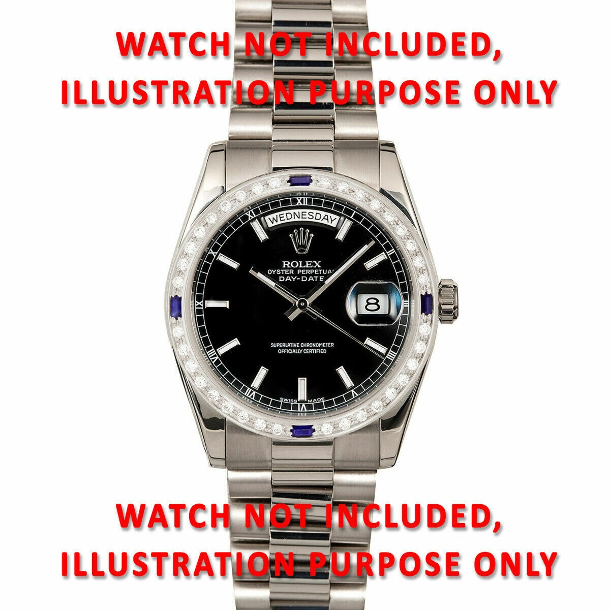 1CT NATURAL DIAMOND BEZEL BEAD SET 18KW FOR ROLEX DATEJUST WITH 4 SAPPHIRES
