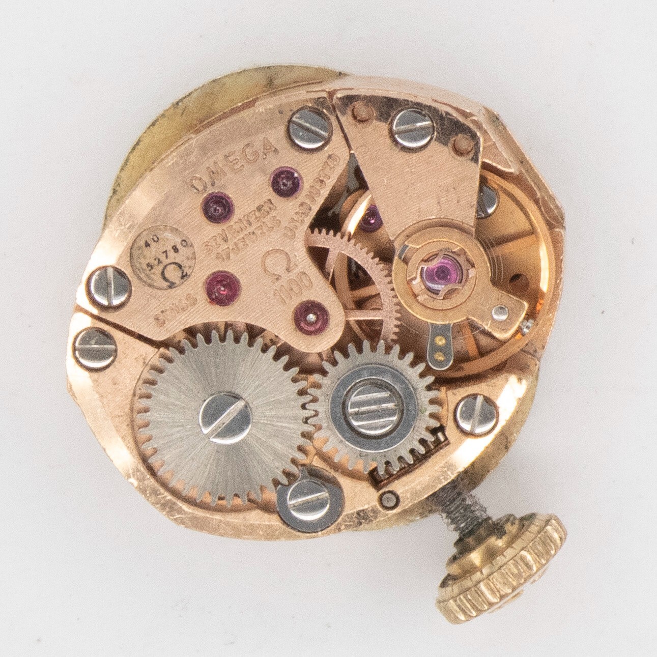 Vintage Omega Caliber 1100 17-Jewel Wristwatch Movement, Ticks a Bit