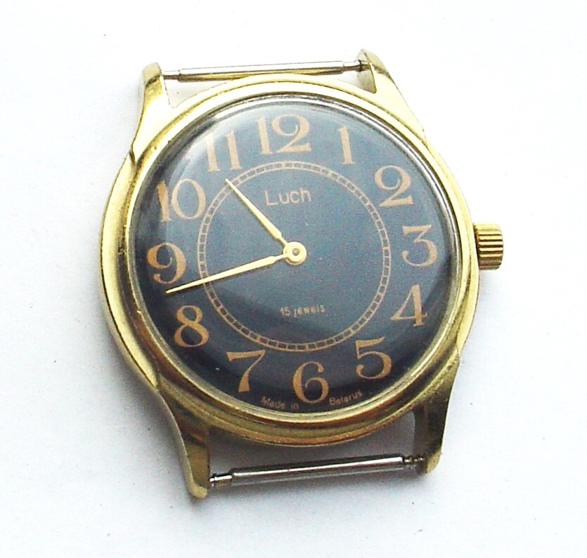 Vintage Dress watch Luch (Russia USSR) mens watch . BLACK DIAL.