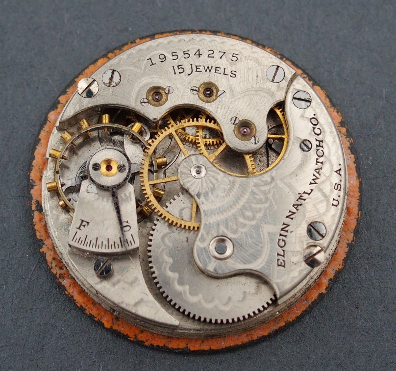 Elgin 6s 15J HC Grade 295 Pocket Watch Movement for Parts Repair #F264