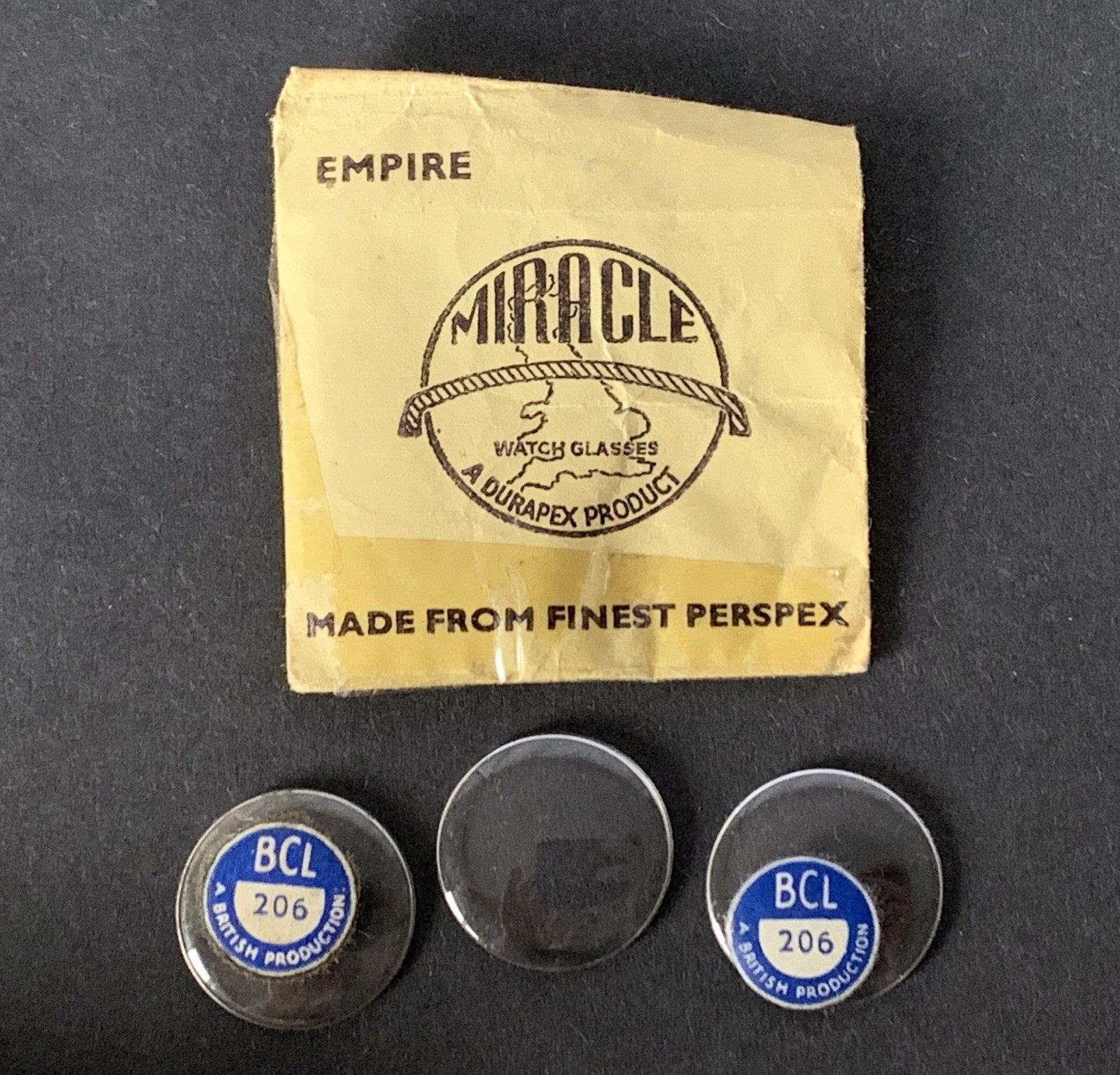 3 BCL #206 Vintage NOS Watch “Glass” Crystals 20.4mm Diameter, 2.6mm Dome Size