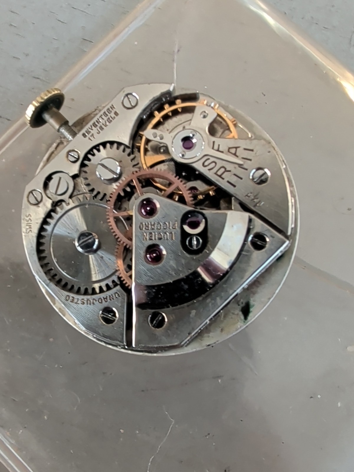 Lucien Picard Watch Movement Swiss 17 Jewel AXU 24mm Gold Dial Ticking