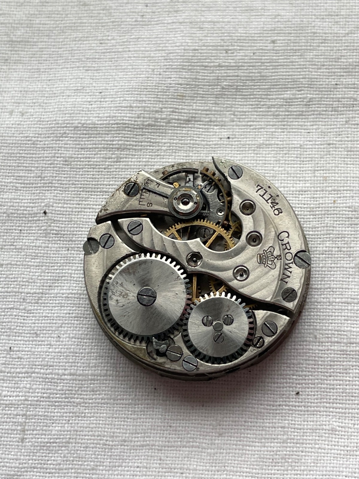 Crown grade 730 – 3/0s – movement for pocket watches FOR PARTS – AS IS