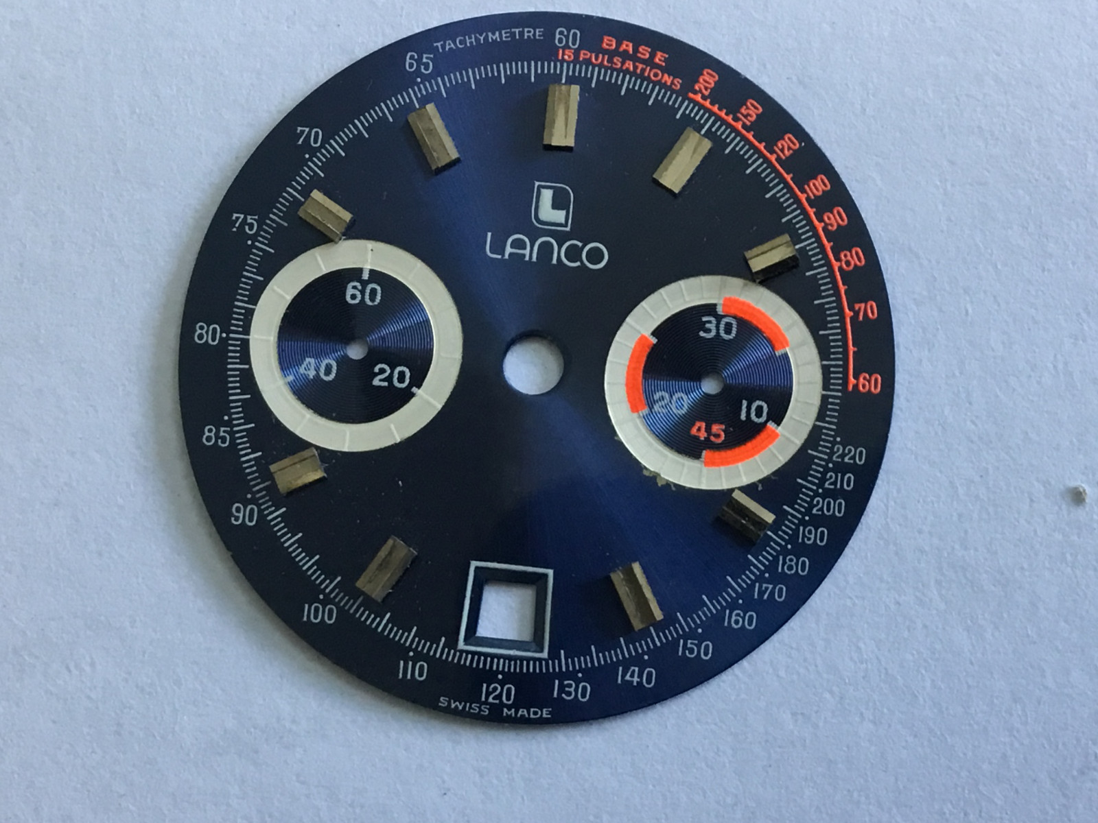 Nos vintage lanco chronograph navy blue watch dial approx 31mm