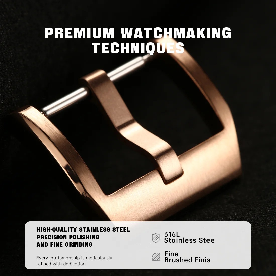 Stainless Steel Watch Buckle Rose Gold 316L Deployment Clasp 18mm 20mm 22mm