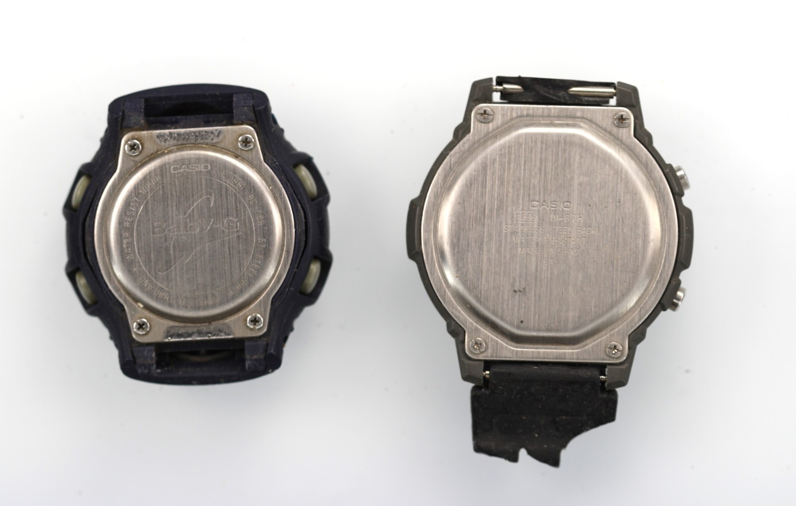 Casio Watch Mens 2pc VIntage Black Plastic Stainless Steel Quartz NON-WORKING