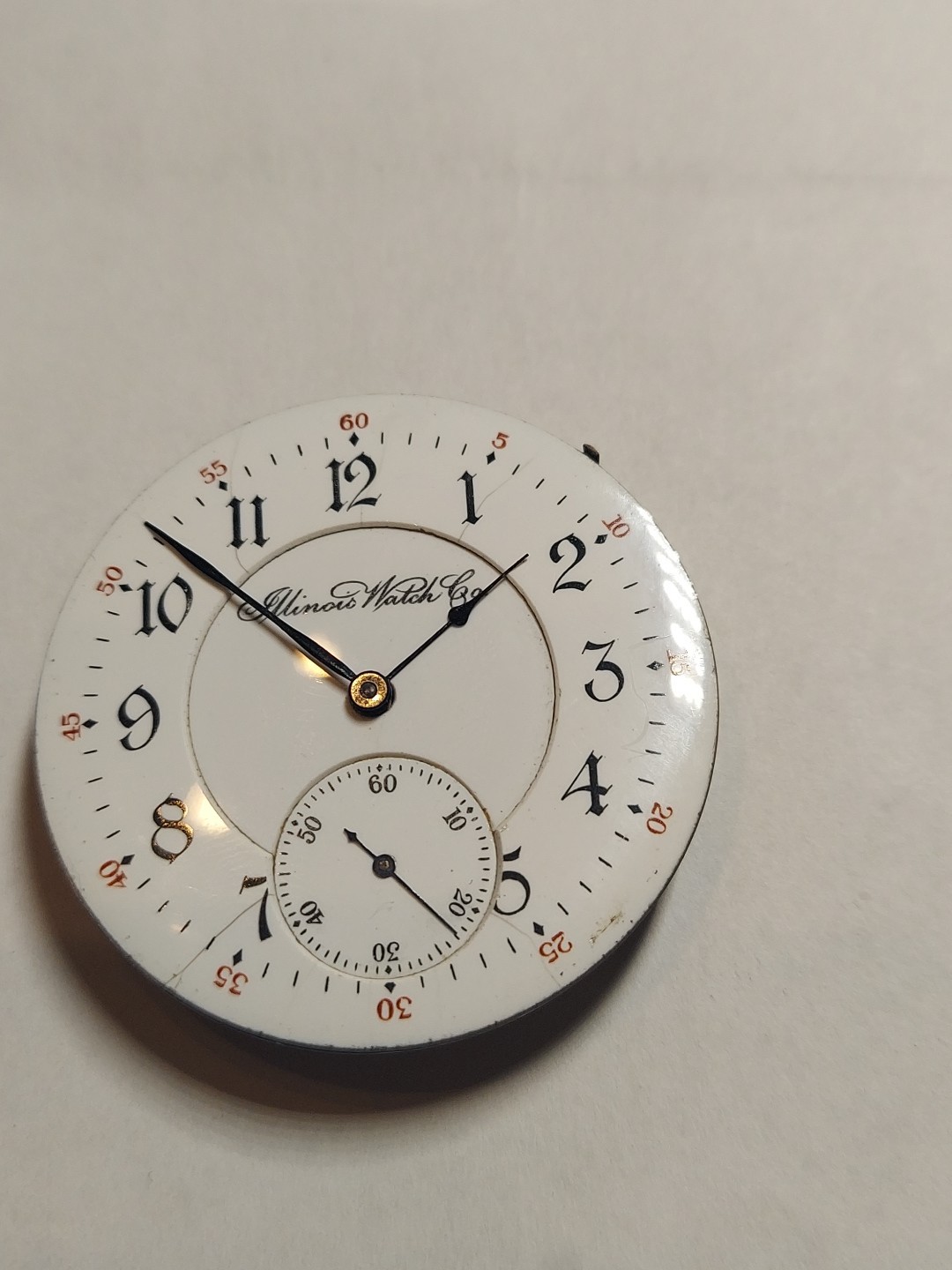 Illinois Springfield P.W.Movement U.S.A Mens 17 Jewels Art Deco Enamel Dial
