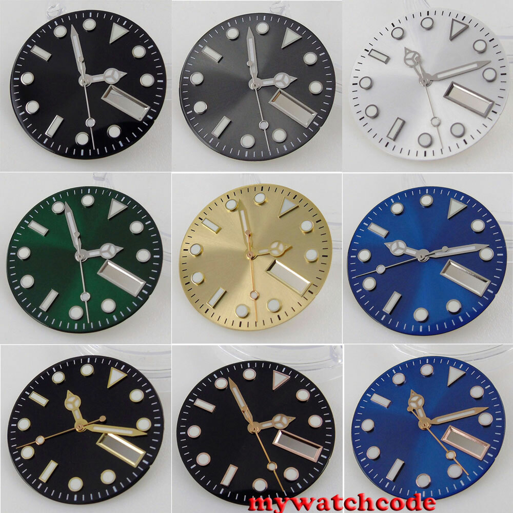 29mm black gray golden blue Watch Dial for NH36 Movement day date (dial+hand)