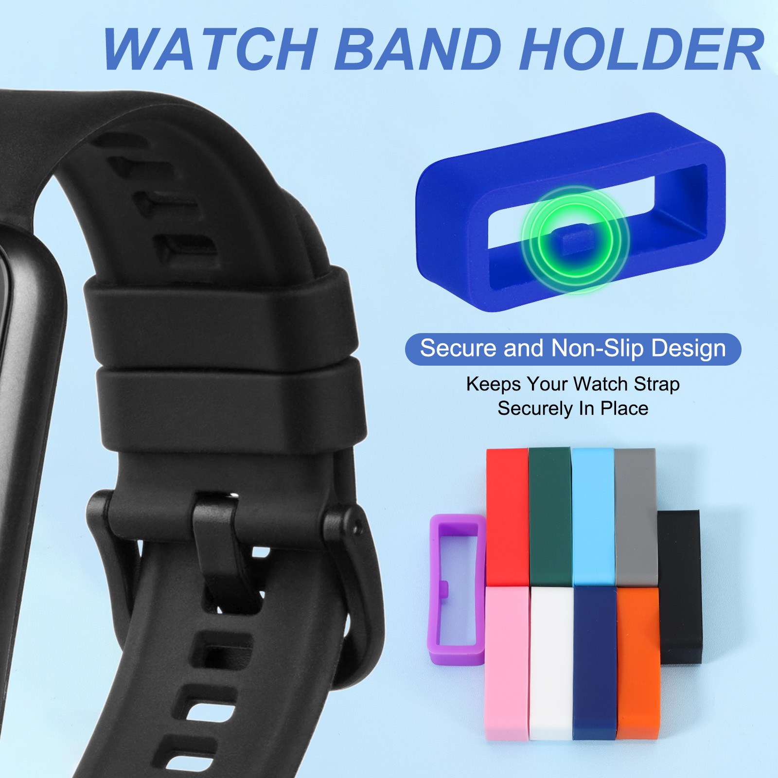 8 Pcs Watch Band Holder Loop, 16mm Universal Watch Replacement Band, Blue