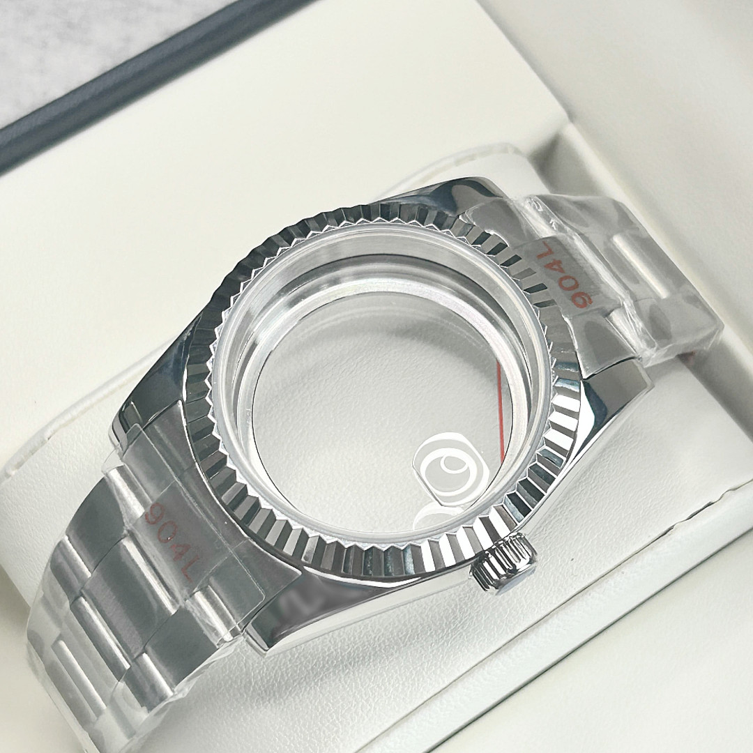 Fluted Steel 36MM Sapphire Glass Watch Case Fit Japan NH35 NH36 Movement Mods