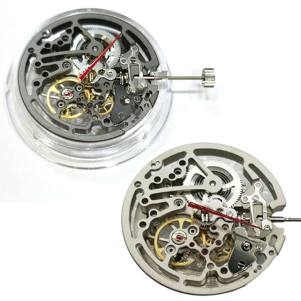 Skeleton Automatic Watch Movement With Tap 10 Stem Replace For Seagull TY2809
