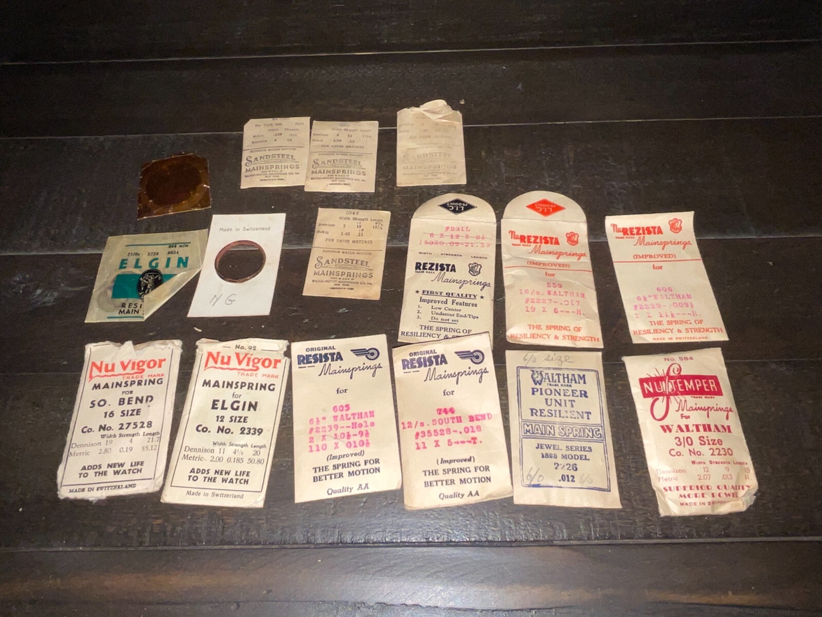 Lot of 16 Assorted Pocket Watch Mainsprings Waltham Elgin South Bend