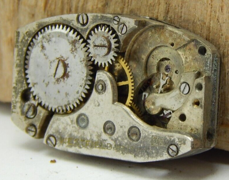 Vintage Westfield 7M 6 jewel 2 adjustment art deco wrist watch movement w/ dial