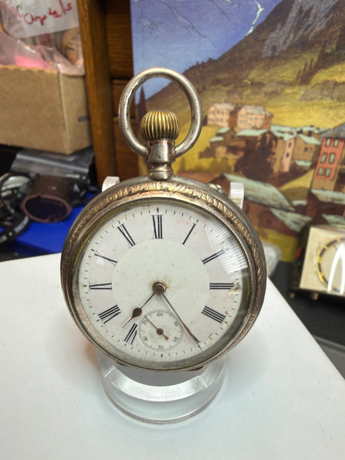 For Project or Parts: Astra Movement, Unsigned Case, 800 Silver, Needs a service