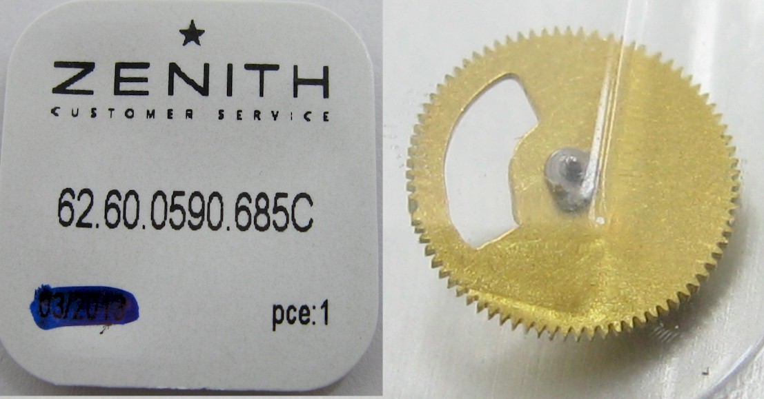 Zenith Elite 685c … power reserve .. sealed Watch Parts: #9538 indicator wheel