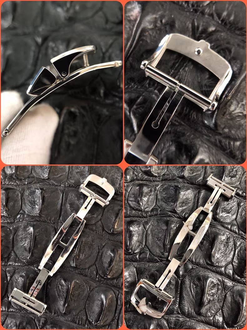 For Jaeger LeCoultre 18mm Silver/Rose Gold Steel Deployment Buckle Clasp