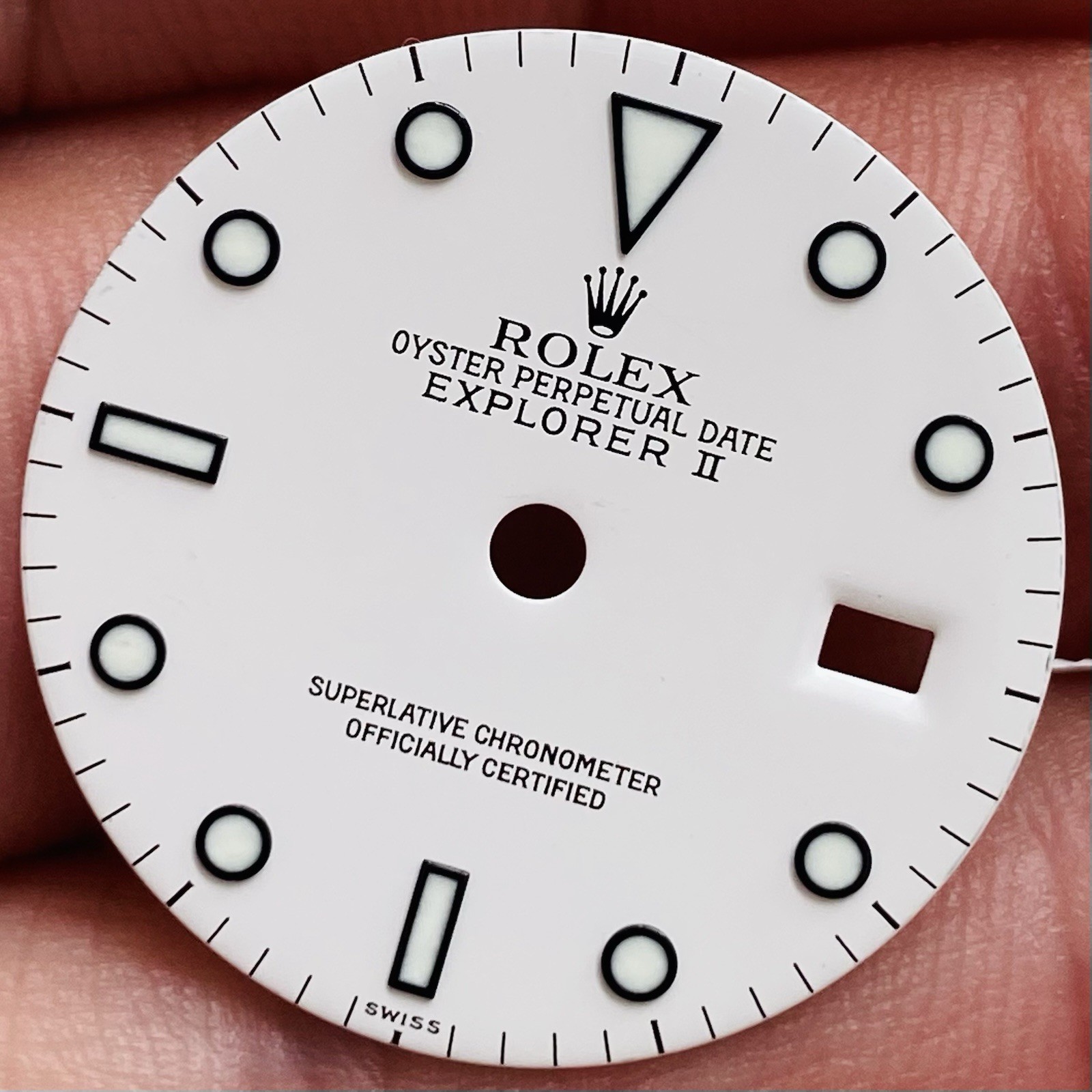 Rolex White Dial Swiss Only Luminova For Explorer 2 Model Ref 16570 & 16550