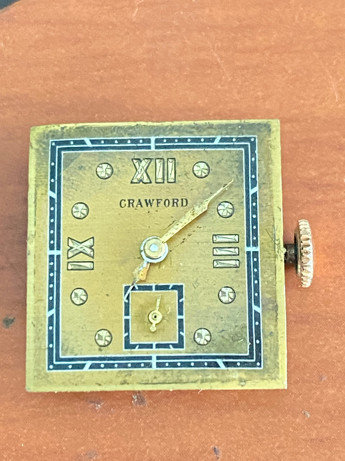 VINTAGE 19.42MM CRAWFORD WRIST WATCH MOVEMENT, NOT RUNNING, BAD STAFF, 17 JEWEL