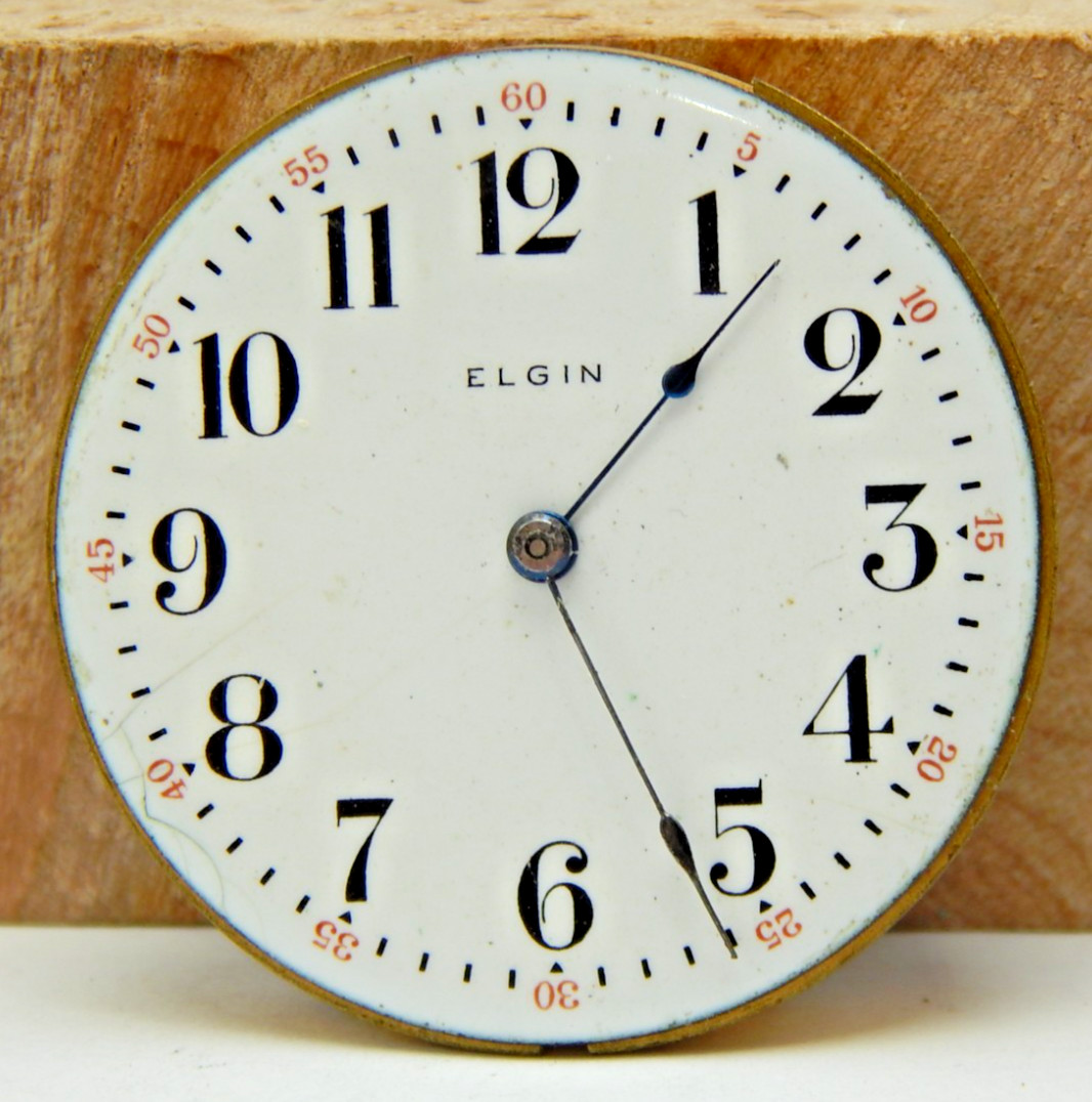 Antique 1915 Elgin 289 6 size 7 jewel hunting pocket watch movement with dial