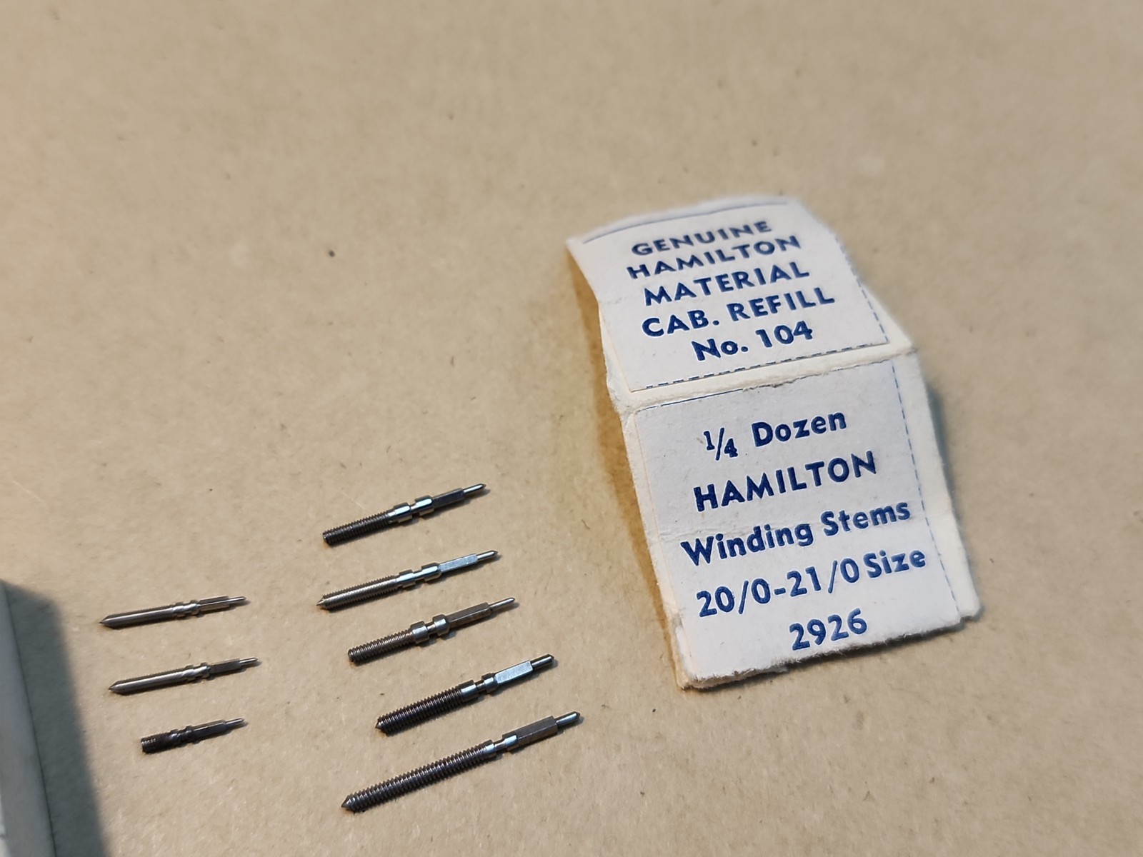 Lot Of 8 Mixed Hamilton Wristwatch Winding Stems-14/0 Gr 980, 20/0-21/0 Gr 997