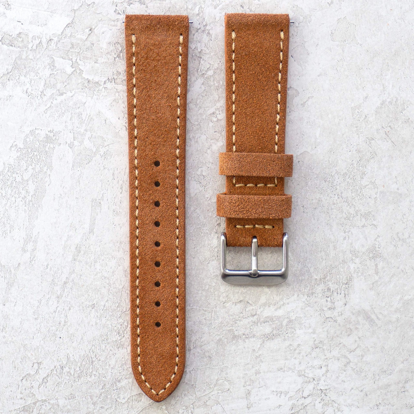 Benchmark Suede Watch Strap – Rustic Suede Leather Watch Band with Quick Rele…