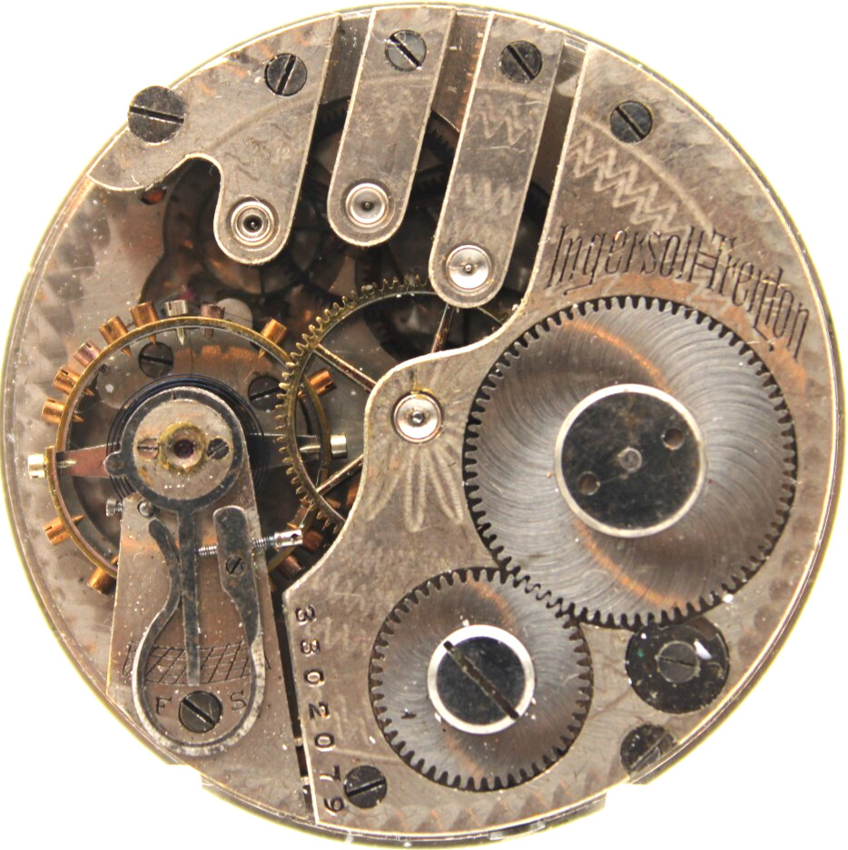 1910 INGERSOLL TRENTON POCKET WATCH MOVEMENT 3302079 GRADE 130 16s 7j (QT3)