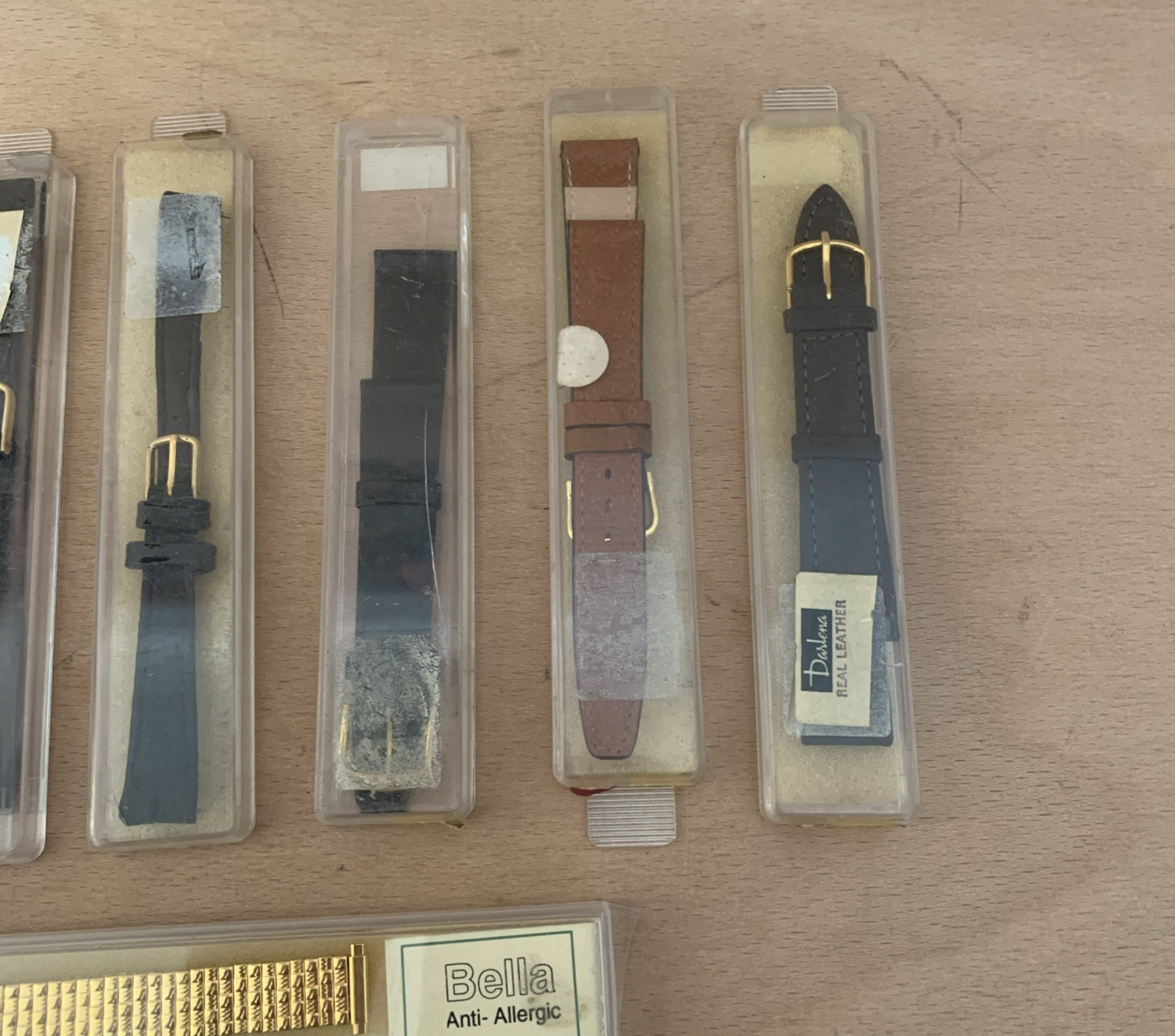 Darlena X 15 Vintage Watch Straps New Old Stock Leather & 3 Hard Plated Gold