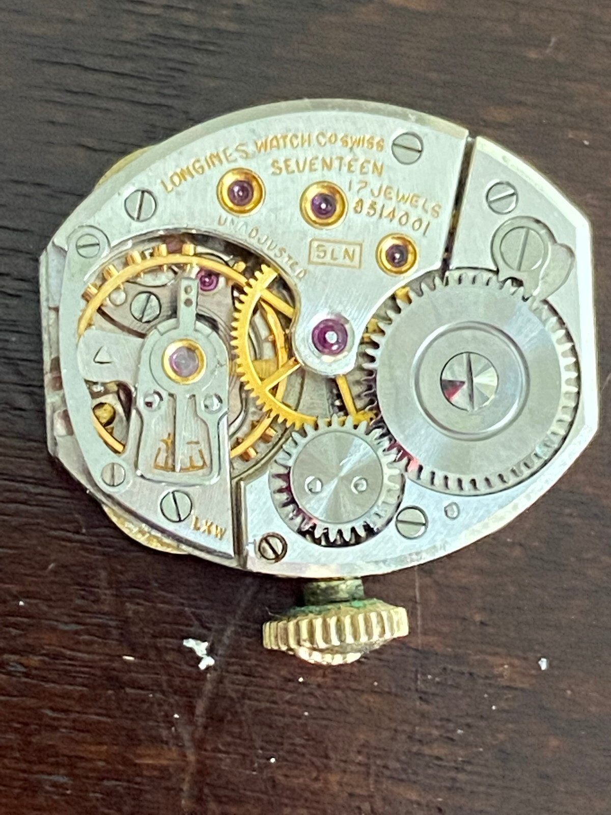 VINTAGE LADIES LONGINES WRIST WATCH MOVEMENT, CAL. 5LN, KEEPING TIME, 17 JEWEL