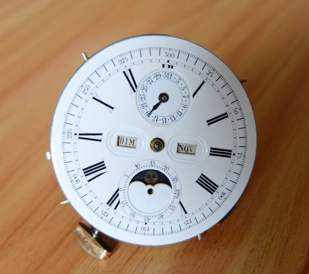Chronograph Repeater Calendar Moon Phase Movement Pocket Watch
