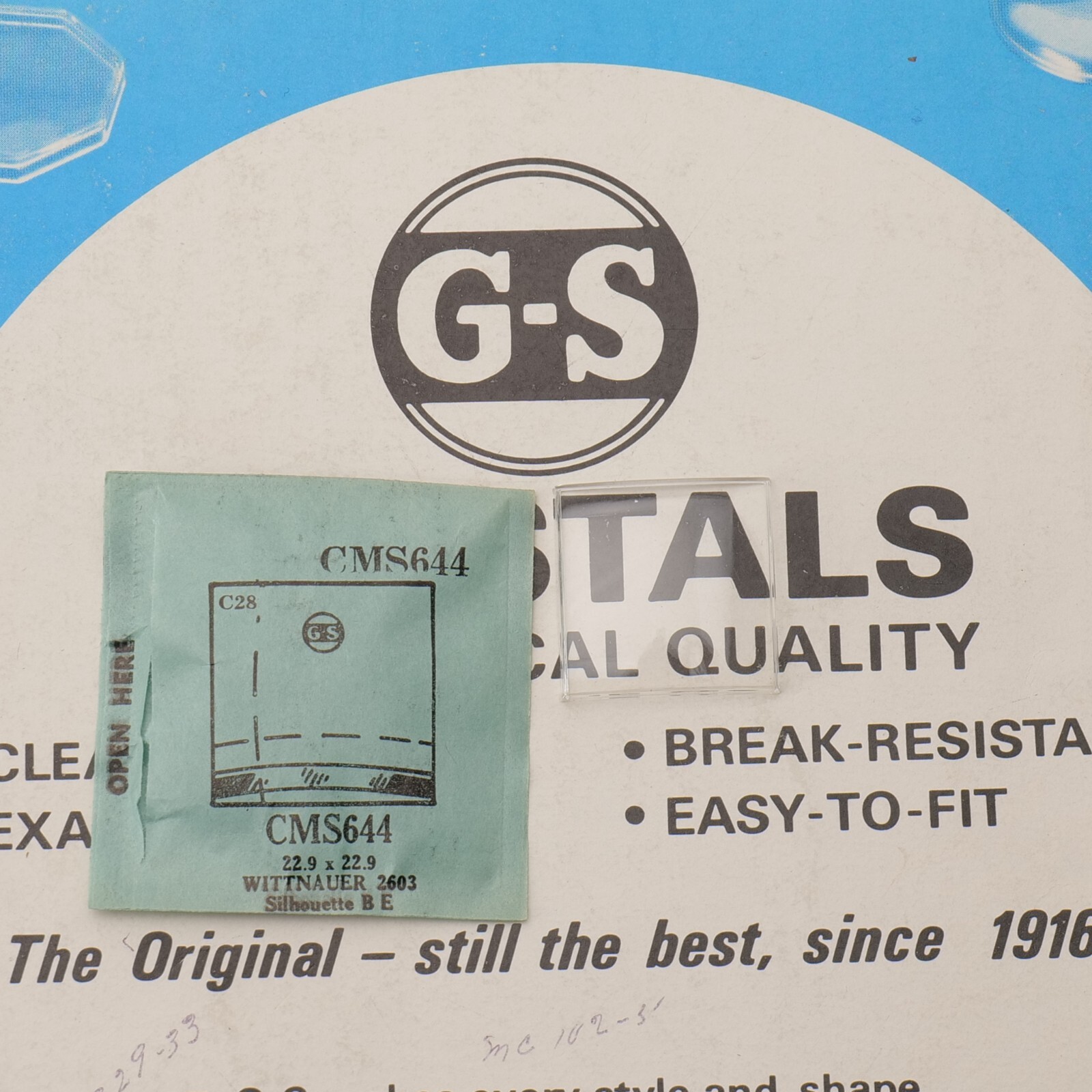 Vintage NOS GS Watch Crystal CMS644 Wittnauer 2603 – 22.9 x 22.9mm NEW (MS)