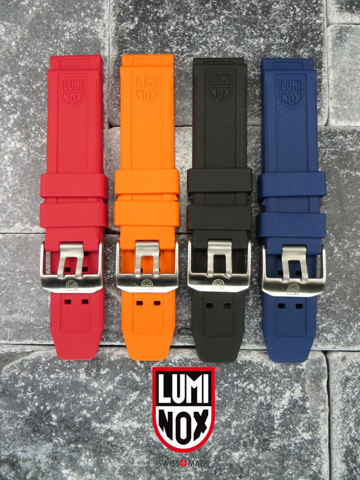 LUMINOX 23mm Rubber Strap A EVO Diver Watch Band 3050 3950 Colormark Blue PVD