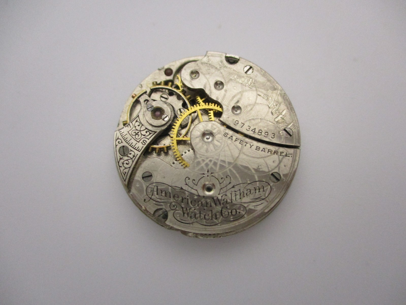 Rare American Waltham Watch Co. Grade: No. 61 (No. 65) Manual Movement & 2 Hands