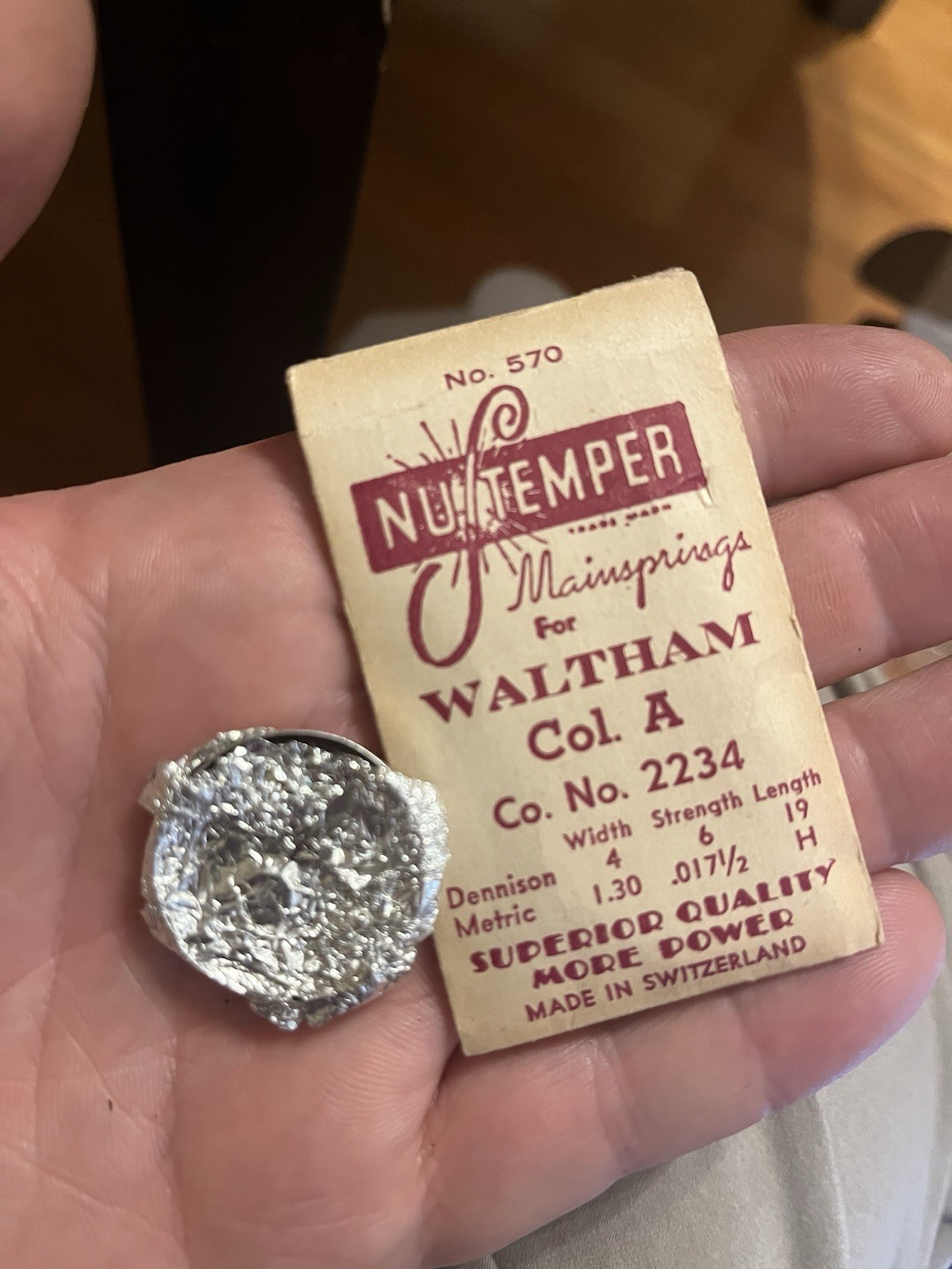 WALTHAM COLONIAL A 2234 MAINSPRING No. 570 NUTEMPER