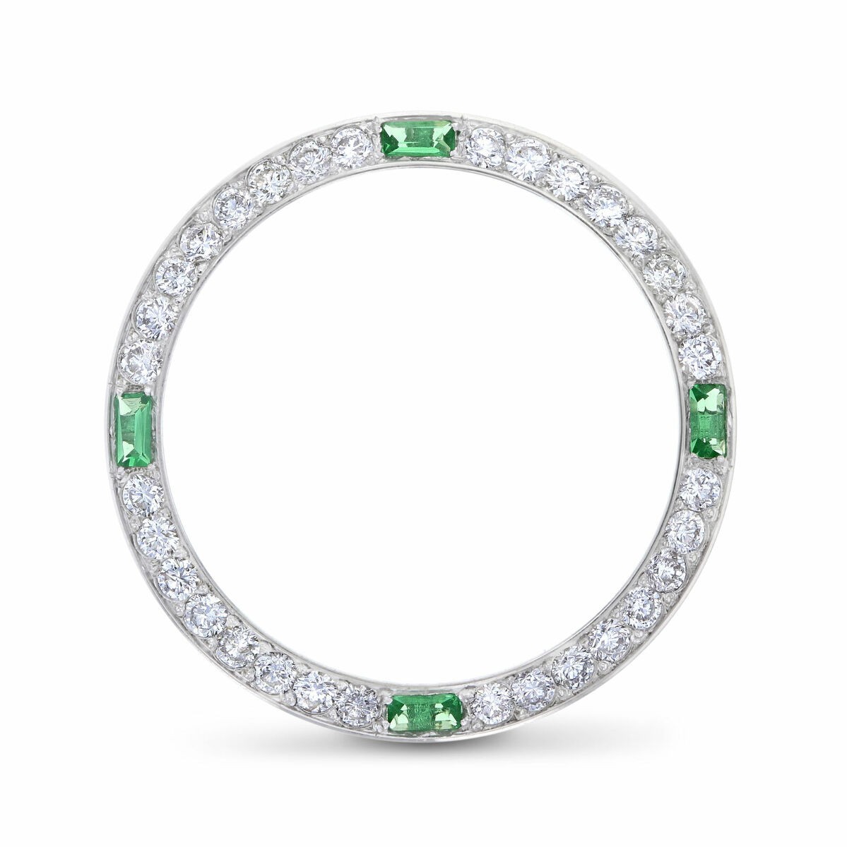 1CT BEAD NATURAL DIAMOND BEZEL 18KW FITS ROLEX DATE DATEJUST PRES WITH EMERALDS