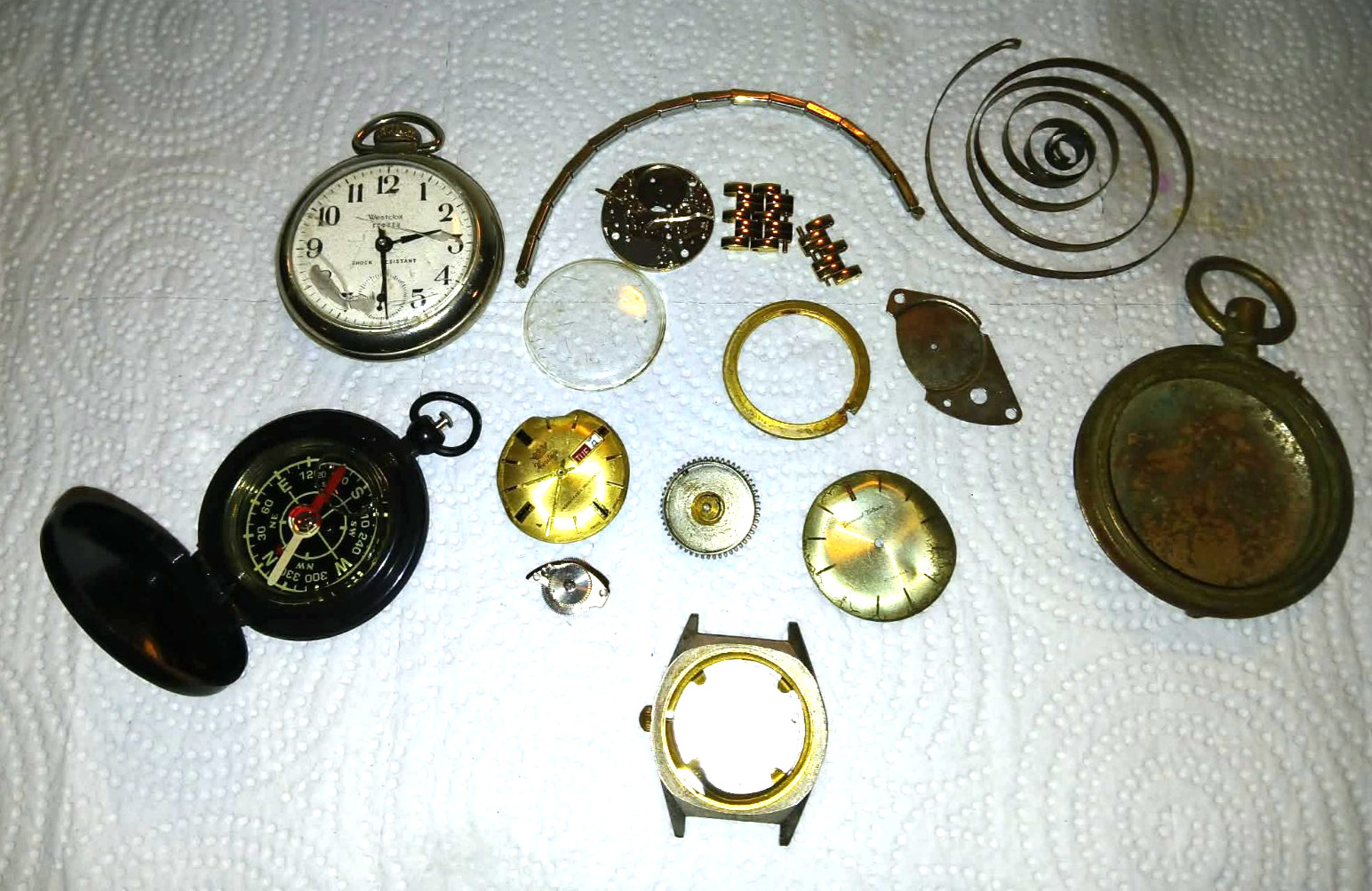 World Wide Watch Co+ Westclox Scotty+Compass+ Old Watch Pocket Watch Parts
