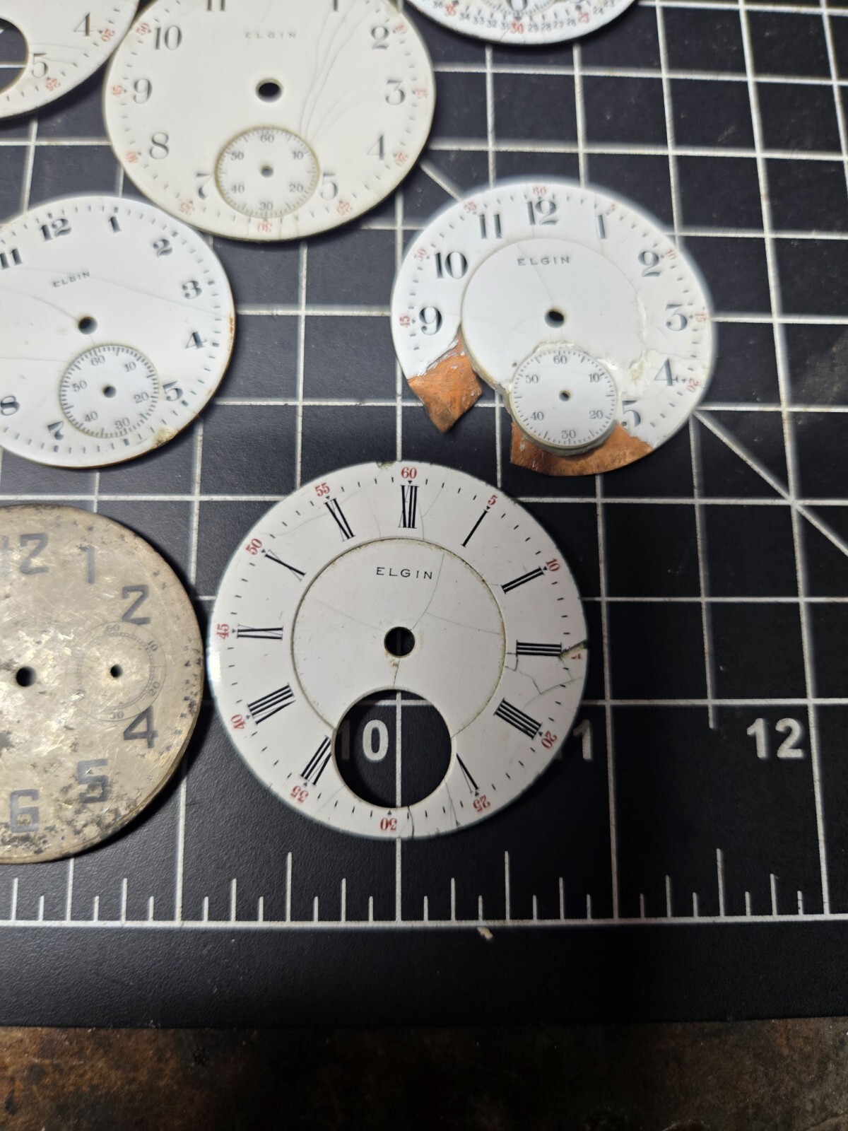 vintage elgin pocket watch dial lot repurpose steampubk craft sub railroad