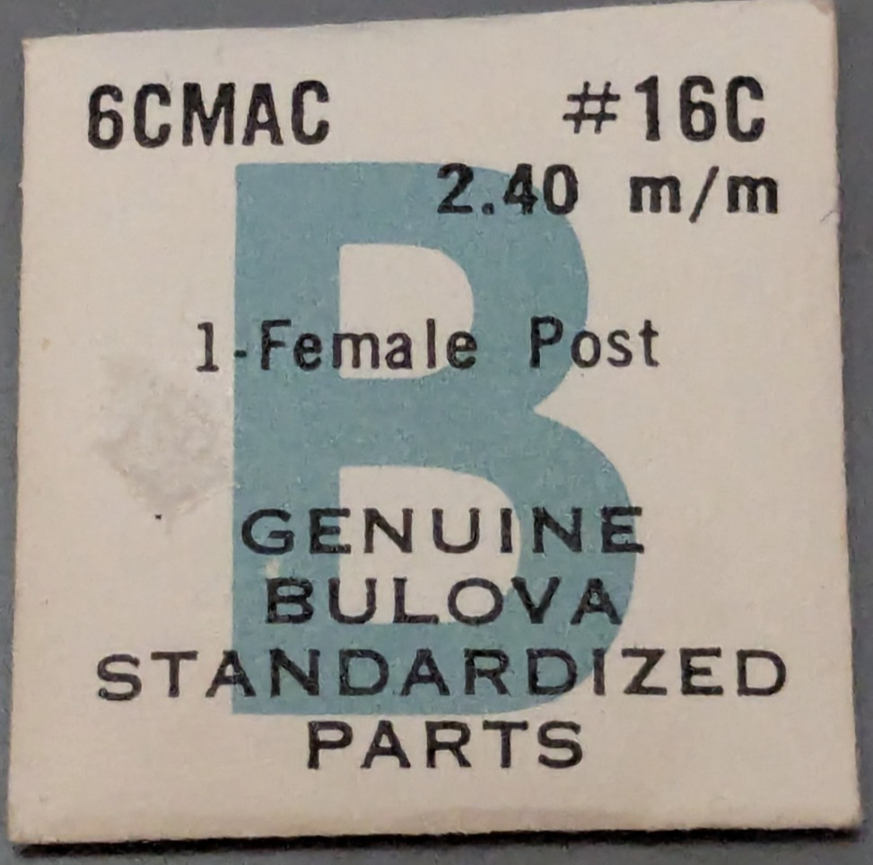 NOS NEW Genuine Bulova Cal. 6CMAC – # 16C 2.40 mm Female Post – Watch Part