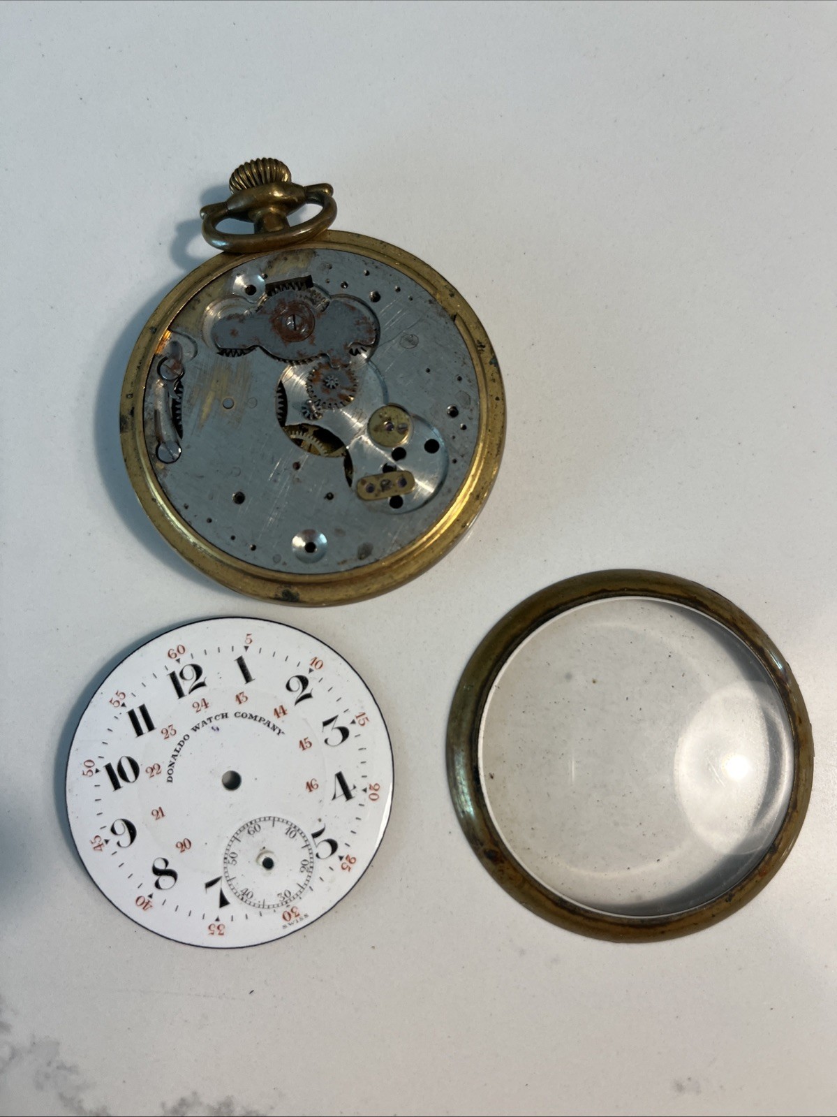 Vintage Donaldo Pocket Watch Swiss Eaton’s Canadian 24H Dial Parts Repair