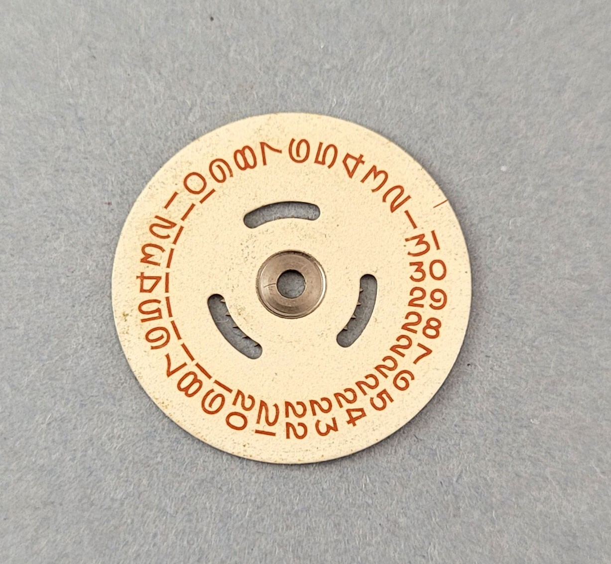 Original RARE Rolex silver Date disc w/red graphics for cal 1135 1165 2035