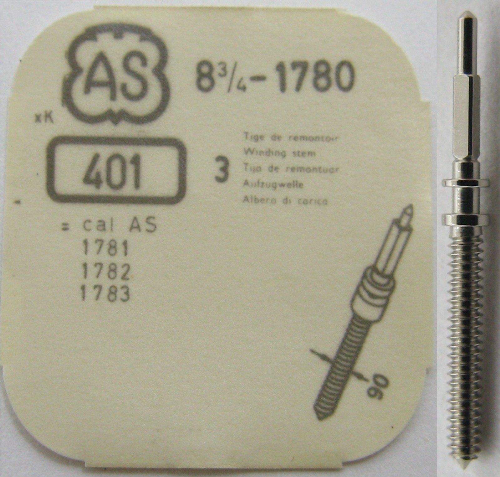 AS 1780 1781 1782 1783 Watch Part winding stem #401 tap 10