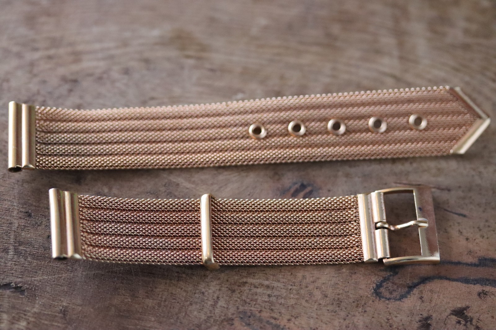 Vintage 18mm Rose gold plated 2 part watch strap – NOS