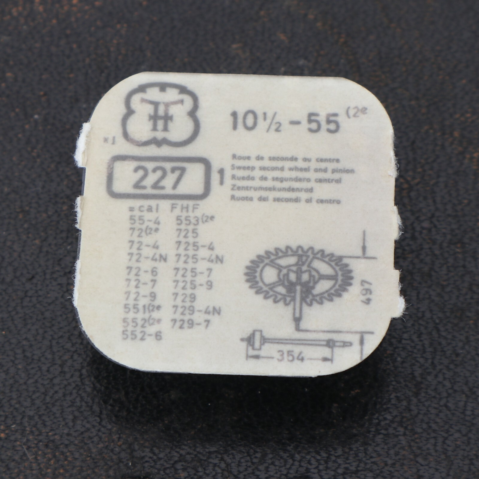 NOS Original FF 55 Watch Part #227 Sweep Second Wheel New Old Stock (C15D22)