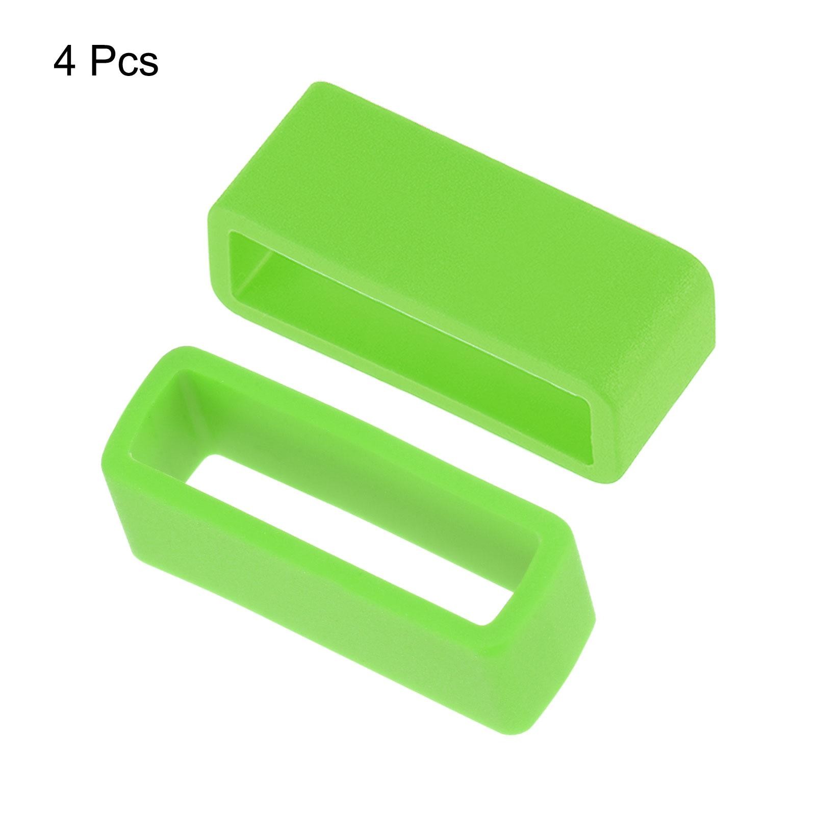 Watch Band Strap Loops Silicone for 24mm Width Watch Band, Green 4 Pcs