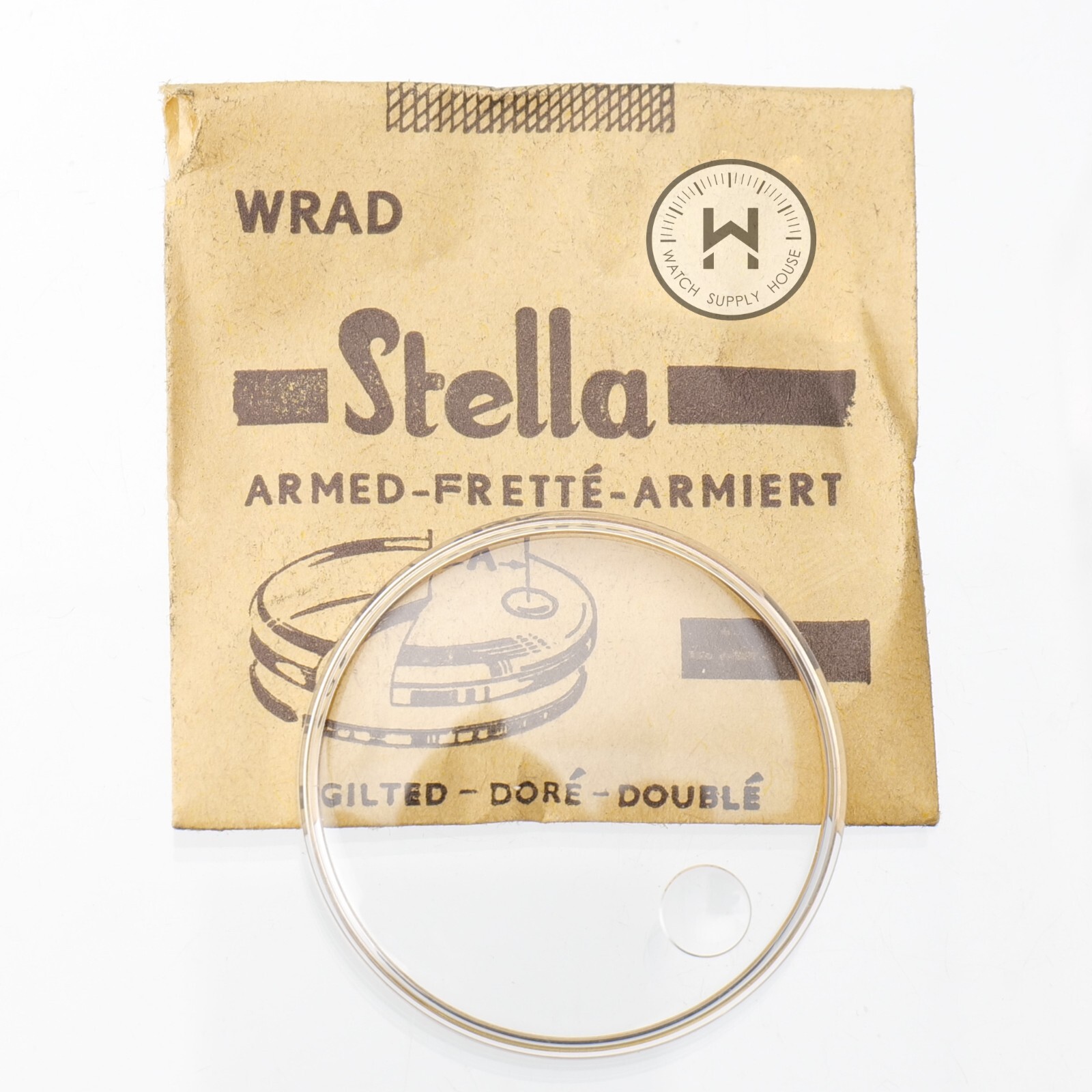 Round Watch Calendar Crystal Stella WRAD Gold Tension Ring Magnifier NEW