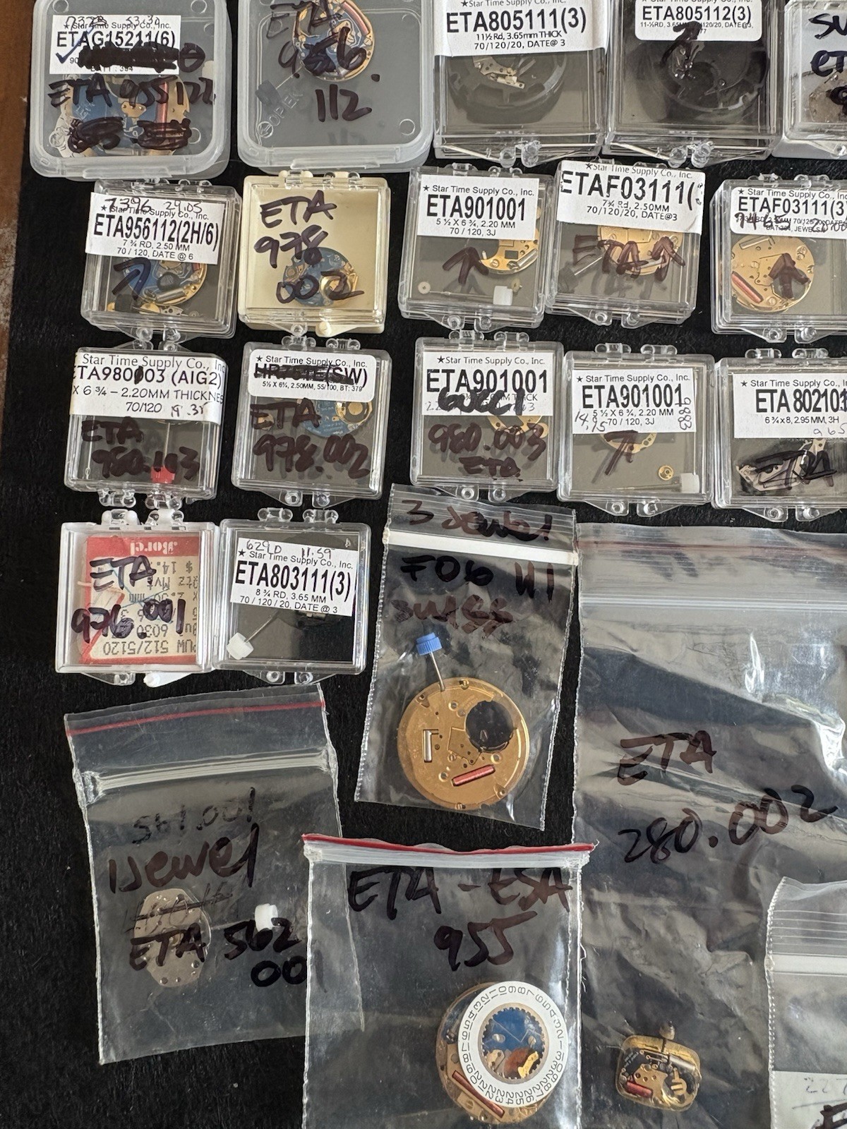 Bulk Lot 29 Vintage Swiss ETA Quartz Watch Movements Parts Repair Hobbyist Pack