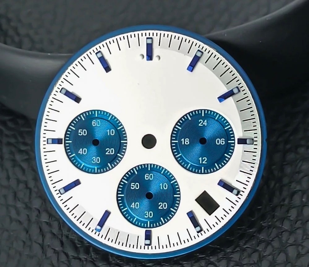 32.5mm Luminous VK63 White Blue Watch Dial